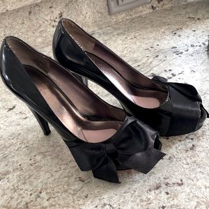 Black Silk Bow Stiletto Heels